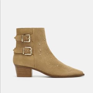 NWT Zara Studded Suedes Ankle Boots